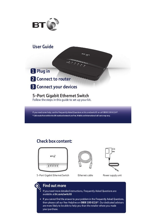 Bt 5 Port Gigabit Ethernet Switch User Guide Bt 5 Port Gigabit Ethernet Switch User Guide