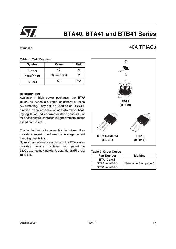Datasheet of BTA41600B