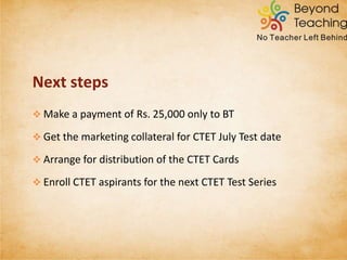  A first-right of refusal for the BT Franchisee opportunity
 Associate has to decide within 15 days of being offered a Franchisee
 More product opportunities as a BT Franchisee
LONGER-TERM VIEW
 