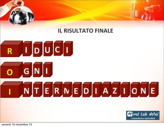 IL	
  RISULTATO	
  FINALE	
  

R

I D U C I

O

G N I

I

N T E R ME D I A Z I ON E

venerdì 15 novembre 13

 