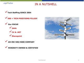 IN A NUTSHELLTech Staffing SINCE 2004