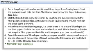 DETERMINATION OF BLEEDING TIME AND CLOTTING TIME.pptx