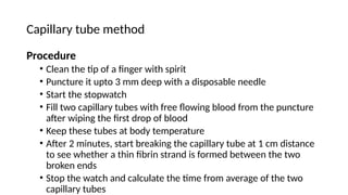 bleeding time, coagulation time and coagulation profile | PPTX
