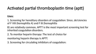 bleeding time, coagulation time and coagulation profile | PPTX