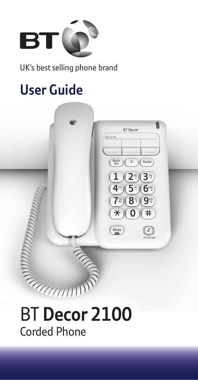 BT Decor 2100 Corded Telephone User Guide