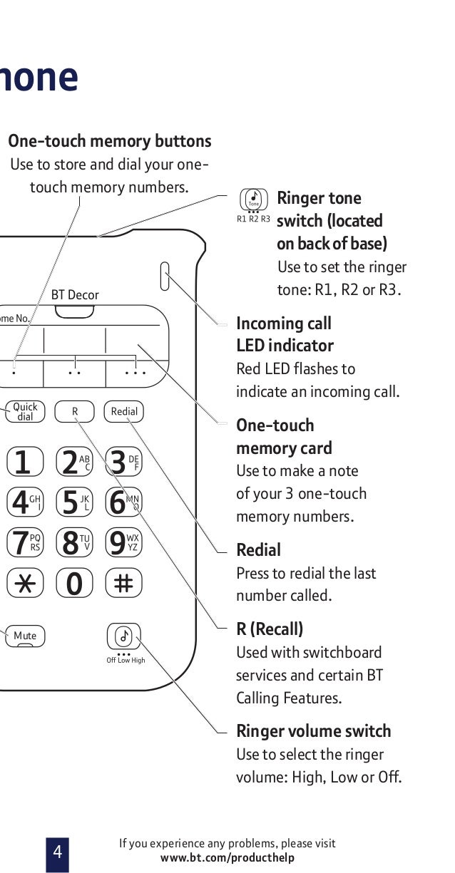 BT Decor 2100 Corded Telephone User Guide