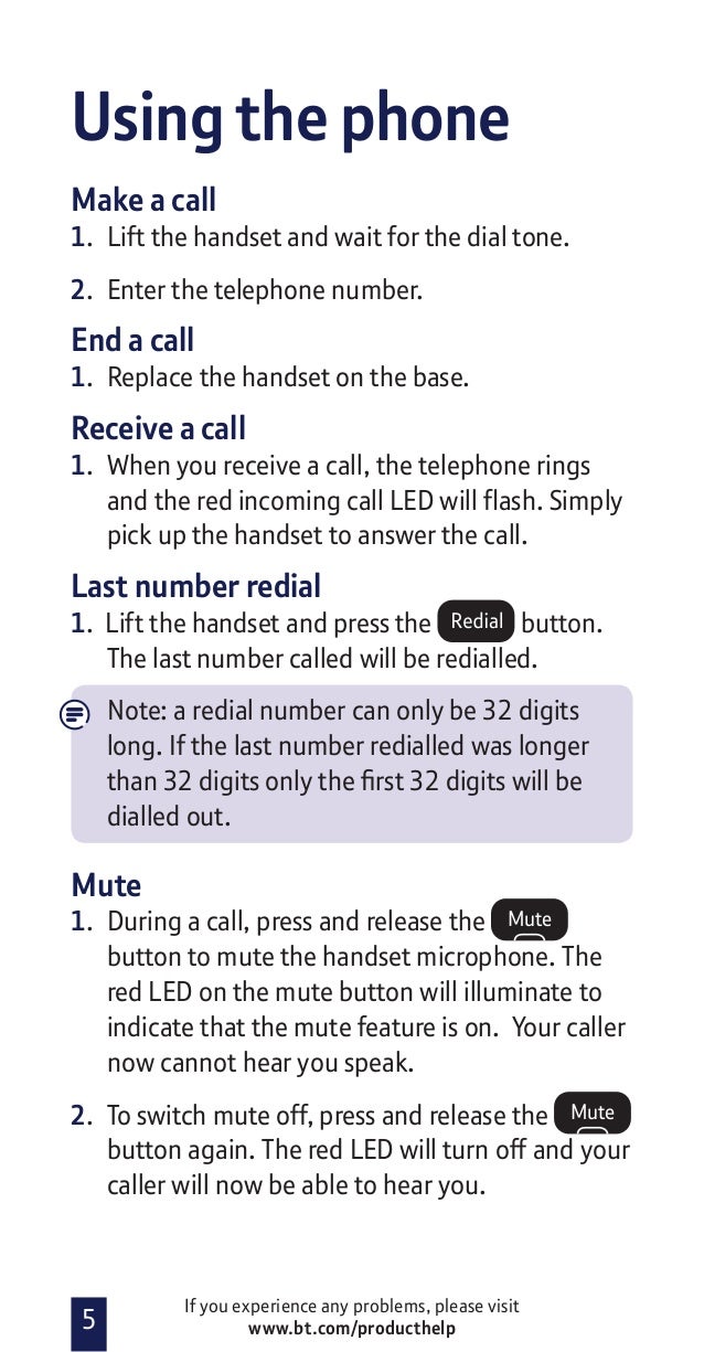 BT Decor 2100 Corded Telephone User Guide