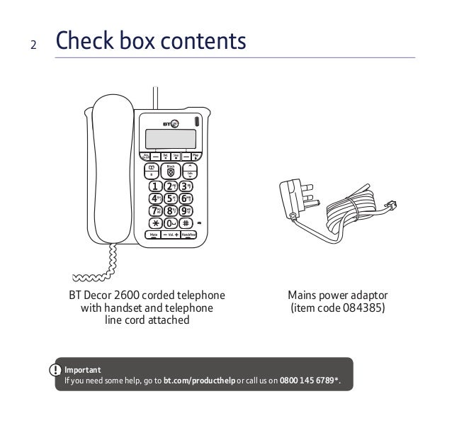 BT Decor 2600 Telephone User Guide