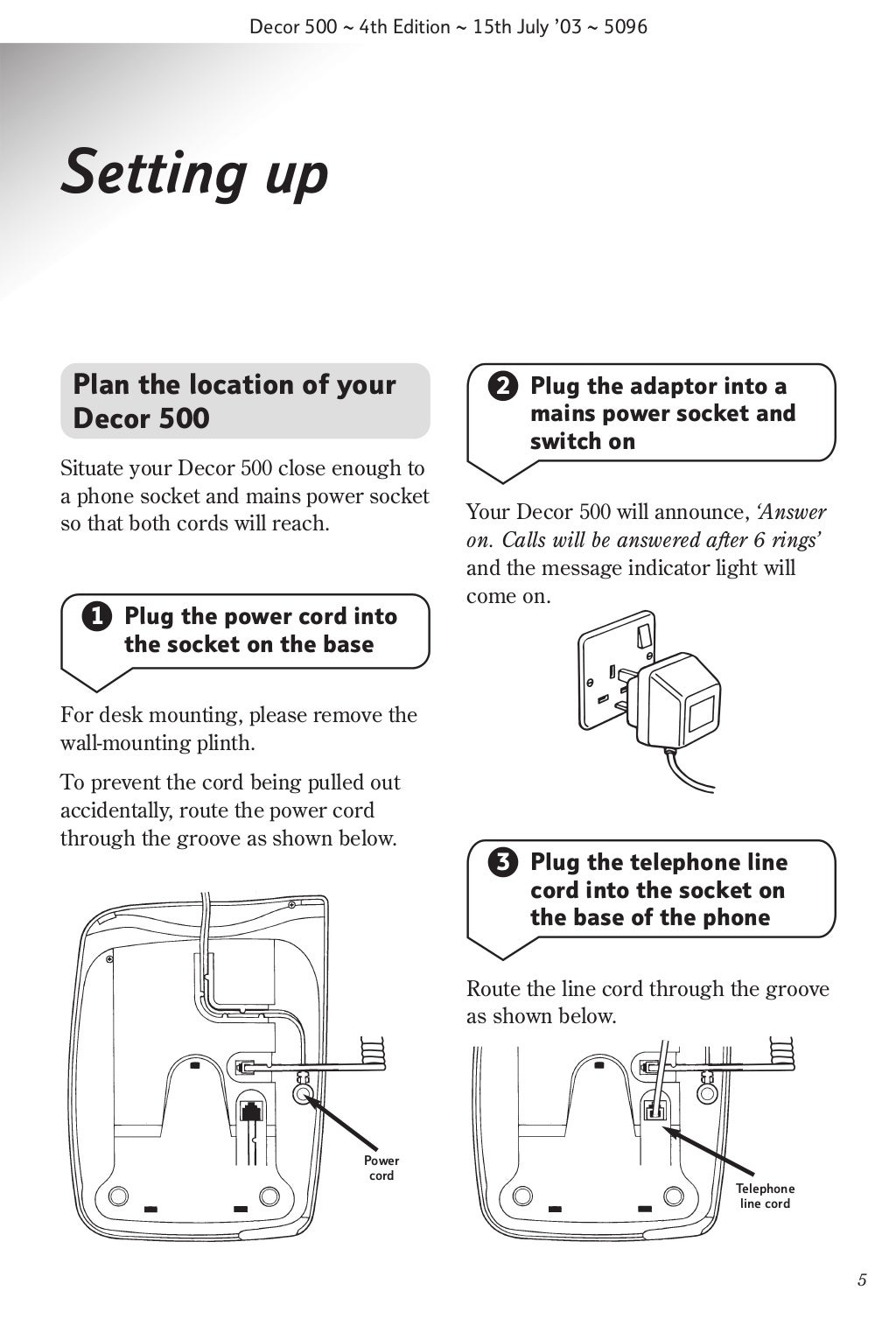 Bt decor 500 user Guide from Telephones Online