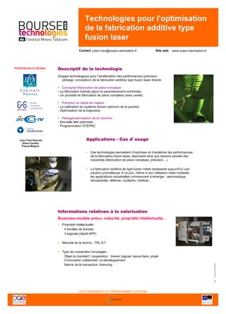 Booklet numérique de la Bourse aux Technologies Industrie du Futur "Smart Manufacturing" du 22/03/2916