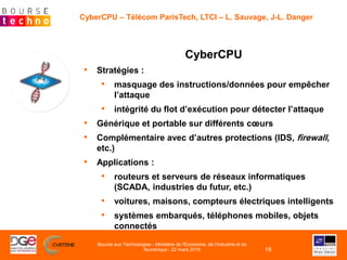 CyberCPU – Télécom ParisTech, LTCI – L. Sauvage, J-L. Danger
CyberCPU
• Stratégies :
• masquage des instructions/données p...