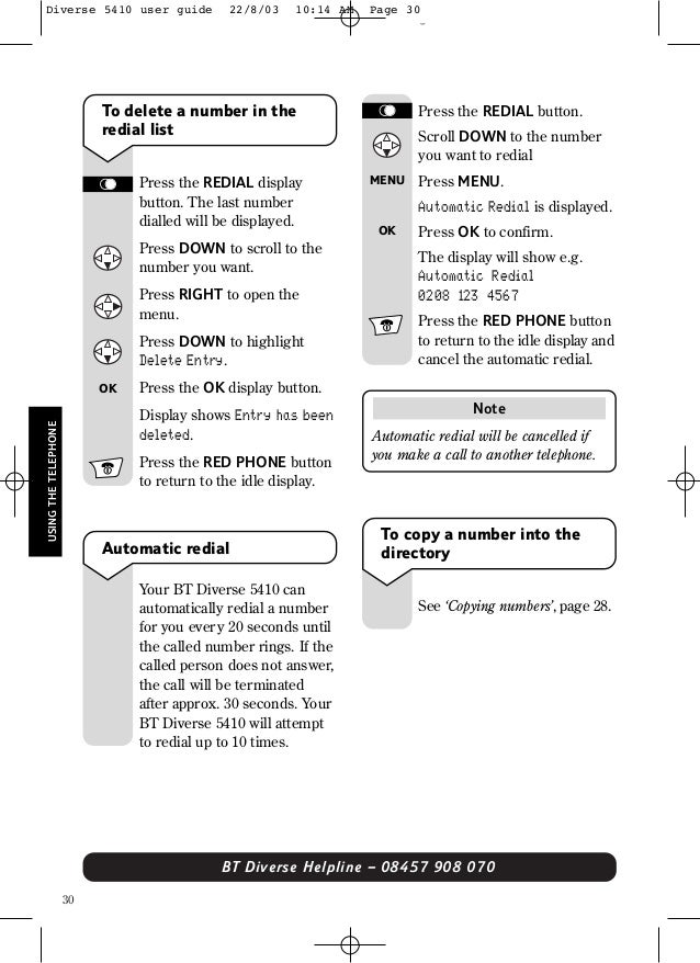 Bt Diverse 5410 User Guide From Telephones Online Www Telephonesonl