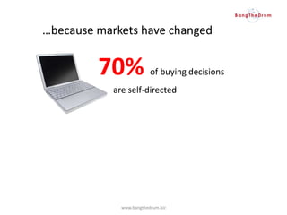 …because markets have changed
70% of buying decisions
are self-directed
www.bangthedrum.biz
 