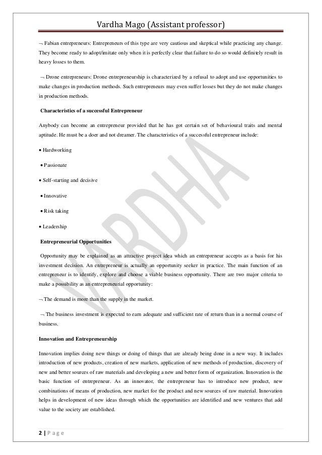 Entrepreneurship Notes