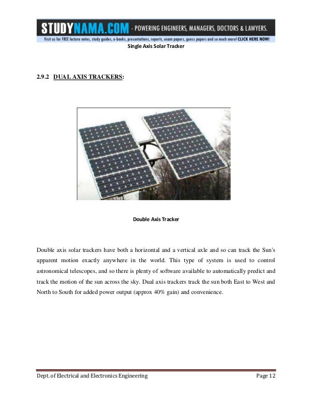 Btech Eee Major Project Report On Automatic Solar Tracking