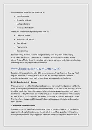 BTech in AI & ML Course Overview, Eligibility & Admission Process | PDF