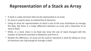 Fixed Sized Stack introduction to stack data stuctures linear | PPTX