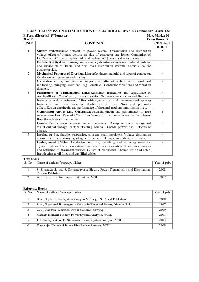 B Tech Syllabus Ee 3 8 Sem - 
