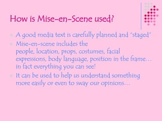 Monday 13TH SeptemberBTEC LEVEL  2 MEDIA STUDIESMiss EcclestonLearning Objectives:KEYWORDSMISE – EN – SCENE