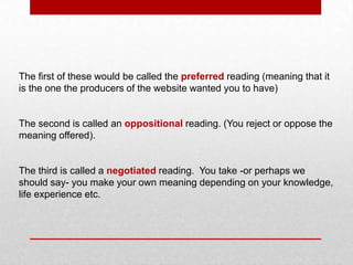 Oppositional Reading Media Text Example Representation in the Media | PPTX
