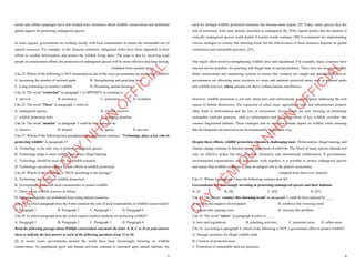 5
media and online campaigns have also helped raise awareness about wildlife conservation and mobilized
global support for protecting endangered species.
In some regions, governments are working closely with local communities to ensure the sustainable use of
natural resources. For example, in the Amazon rainforest, indigenous tribes have been supported in their
efforts to combat deforestation and protect the wildlife living there. The hope is that by involving local
people in conservation efforts, the protection of endangered species will be more effective and long-lasting.
(Adapted from animals news)
Câu 23. Which of the following is NOT mentioned as one of the ways governments are protecting wildlife?
A. Increasing the number of national parks B. Strengthening anti-poaching laws
C. Using technology to monitor wildlife D. Promoting animal farming
Câu 24. The word “extinction” in paragraph 1 is OPPOSITE in meaning to:
A. survival B. awareness C. protection D. evolution
Câu 25. The word “These” in paragraph 2 refers to:
A. endangered species B. wildlife reserves
C. wildlife protection laws D. poaching penalties
Câu 26. The word “monitor” in paragraph 3 could be best replaced by:
A. observe B. distract C. ignore D. prevent
Câu 27. Which of the following best paraphrases the underlined sentence: "Technology plays a key role in
protecting wildlife" in paragraph 3?
A. Technology is the only way to protect endangered species.
B. Technology helps to track wildlife and reduce illegal hunting.
C. Technology should be used only for wildlife research.
D. Technology can never replace human efforts in wildlife protection.
Câu 28. Which of the following is TRUE according to the passage?
A. Technology has no role in wildlife protection.
B. Governments work with local communities to protect wildlife.
C. There are no wildlife reserves in Africa.
D. Indigenous people are prohibited from using natural resources.
Câu 29. In which paragraph does the writer mention the role of local communities in wildlife conservation?
A. Paragraph 1 B. Paragraph 2 C. Paragraph 3 D. Paragraph 4
Câu 30. In which paragraph does the writer explore modern methods for protecting wildlife?
A. Paragraph 1 B. Paragraph 2 C. Paragraph 3 D. Paragraph 4
Read the following passage about Wildlife conservation and mark the letter A, B, C or D on your answer
sheet to indicate the best answer to each of the following questions from 31 to 40.
[I] In recent years, governments around the world have been increasingly focusing on wildlife
conservation. As populations grow and human activities continue to encroach upon natural habitats, the
D
Ạ
Y
K
È
M
Q
U
Y
N
H
Ơ
N
O
F
F
I
C
I
A
L
6
need for stronger wildlife protection measures has become more urgent. [II] Today, many species face the
risk of extinction, with some already classified as endangered. By 2030, experts predict that the number of
critically endangered species could double if current trends continue. [III] Governments are implementing
various strategies to counter this alarming trend, but the effectiveness of these measures depends on global
cooperation and sustainable practices. [IV]
One major effort involves strengthening wildlife laws and regulations. For example, many countries have
enacted stricter penalties for poaching and illegal trade in animal products. These laws are accompanied by
better enforcement and monitoring systems to ensure that violators are caught and punished. Moreover,
governments are allocating more resources to create and maintain protected areas, such as national parks
and wildlife reserves, where animals can thrive without human interference.
However, wildlife protection is not only about laws and enforcement; it also requires addressing the root
causes of habitat destruction. The expansion of urban areas, agricultural land, and infrastructure projects
often leads to deforestation and the loss of ecosystems. Governments are now focusing on promoting
sustainable land-use practices, such as reforestation and the preservation of key wildlife corridors that
connect fragmented habitats. These strategies aim to minimize human impact on wildlife while ensuring
that development can proceed in an environmentally responsible way.
Despite these efforts, wildlife protection remains a challenging issue. Deforestation, illegal hunting, and
climate change continue to threaten animal populations worldwide. The future of many species depends not
only on effective policy but also on public awareness and international collaboration. If governments,
environmental organizations, and individuals work together, it is possible to protect endangered species
and ensure that wildlife continues to play an integral role in the planet's ecosystems.
(Adapted from discovery channel)
Câu 31. Where in paragraph I does the following sentence best fit?
Governments are increasingly investing in protecting endangered species and their habitats.
A. [I] B. [II] C. [III] D. [IV]
Câu 32. The phrase “counter this alarming trend” in paragraph 3 could be best replaced by ____.
A. prevent this negative development B. reinforce this worrying trend
C. support this ongoing issue D. increase this problem
Câu 33. The word “where” in paragraph 4 refers to ____.
A. laws and regulations B. poaching activities C. protected areas D. urban areas
Câu 34. According to paragraph 4, which of the following is NOT a government effort to protect wildlife?
A. Stronger penalties for illegal wildlife trade
B. Creation of protected areas
C. Promotion of sustainable land-use practices
D
Ạ
Y
K
È
M
Q
U
Y
N
H
Ơ
N
O
F
F
I
C
I
A
L
 