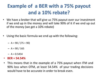 Lesson BTF106. Break-even Ratios for Binary Trading | PPTX