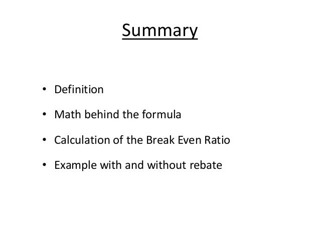 Break even ratio binary options