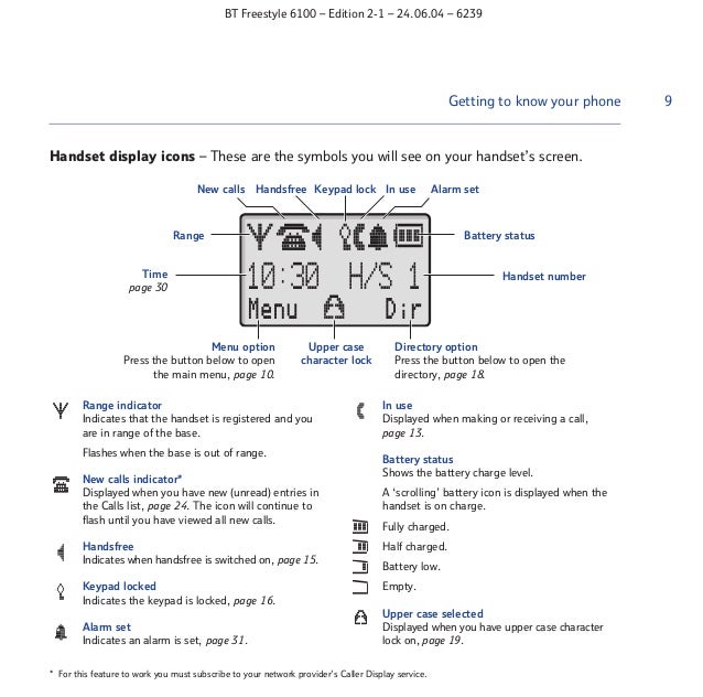 Bt freestyle 6100 User Guide from Telephones Online www.telephoneson…