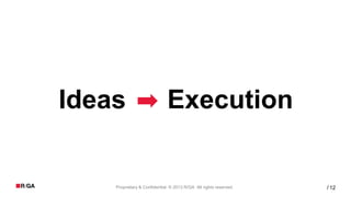 Ideas                           Execution
 This is what users experience


      Proprietary & Confidential. © 2013 R/GA A...