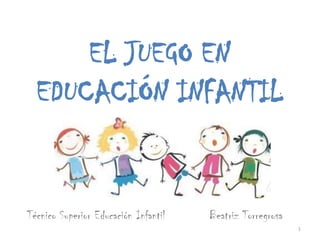 EL JUEGO EN
EDUCACIÓN INFANTIL

Técnico Superior Educación Infantil

Beatriz Torregrosa
1

 