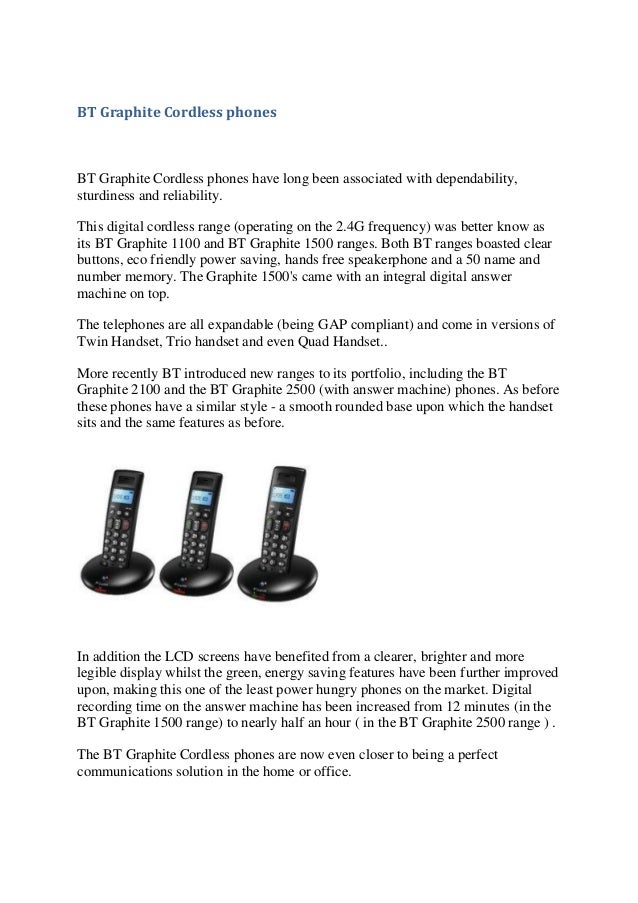 Bt Graphite Cordless Phones Bt Graphite Cordless Phones