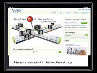 Réseaux « intersectant » histoires, lieux et dates
 