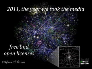 8	
  de	
  junio	
  de	
  2011	
  
	
  
2011,	
  the	
  year	
  we	
  took	
  the	
  media	
  
free	
  and	
  	
  
open	
  licenses	
  
 