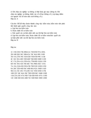 Bộ đề thi trắc nghiệm môn kiểm toán | DOCX