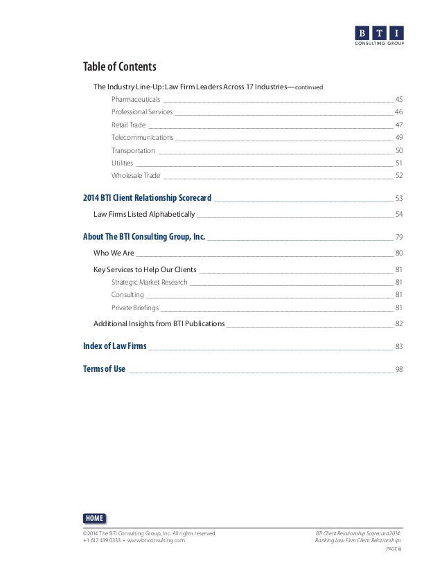 Bti Client Relationship Scorecard 2014 Ranking Law Firm Client Relat