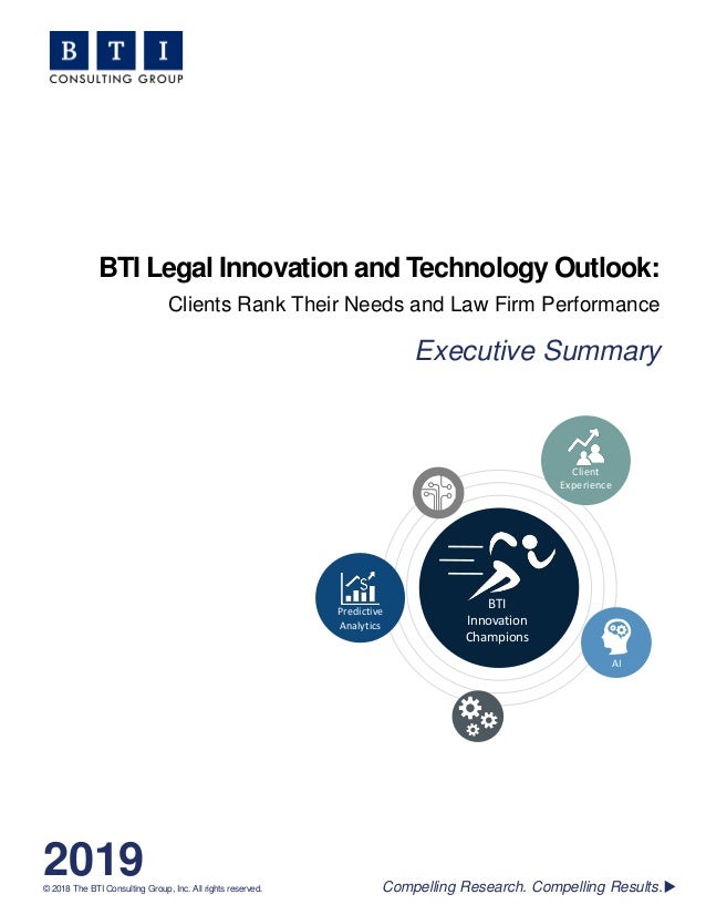 Bti Legal Innovation And Technology Outlook 2019 Clients - 
