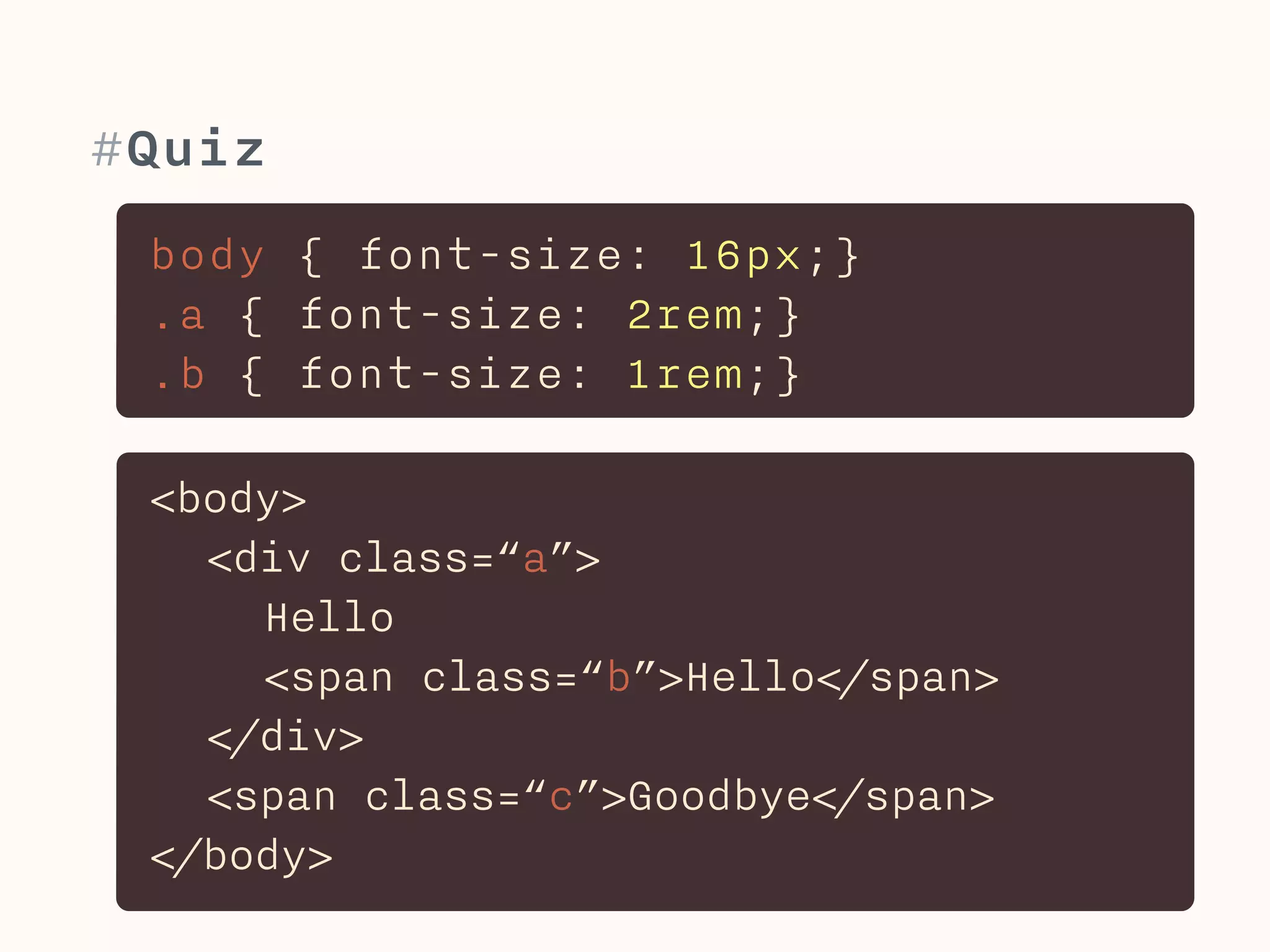 #Root ems 
Size: Ems rely on the font-size of their 
respective parent element to calculate their own 
font-size. Rems in contrast always use the font-size 
of the root (html-element) to calculate 
their size. 
This solves the typical nightmare of impossible 
to control font-size when using ems. 
 