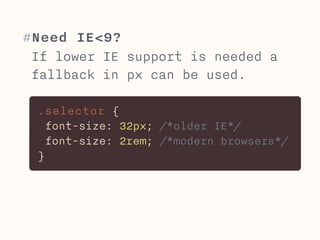 #Quiz 
body { font-size: 16px;} 
.a { font-size: 2rem;} 
.b { font-size: 1rem;} 
<body> 
<div class=“a”> 
Hello 
<span class=“b”>Hello</span> 
</div> 
<span class=“c”>Goodbye</span> 
</body> 
 