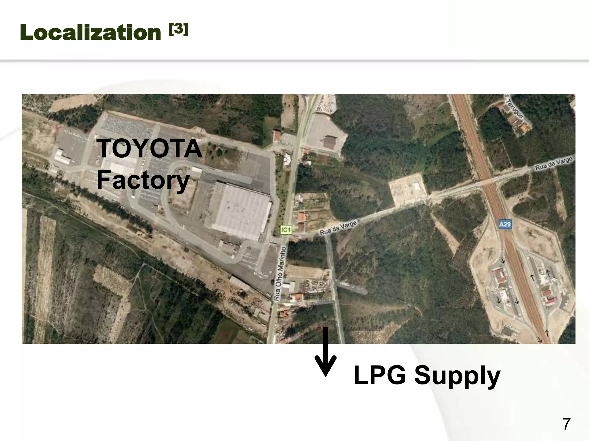Localization   [3]




           TOYOTA
           Factory




                     LPG Supply
Page  7
                                  7
 