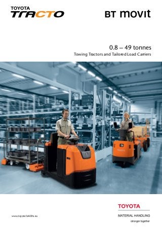 0.8 – 49 tonnes
Towing Tractors and Tailored Load Carriers
www.toyota-forklifts.eu
 