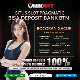 UNIKBET : Link Slot Gacor Pragmatic Play Deposit Bank BTN