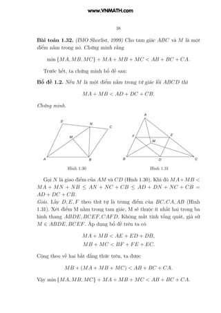 www.VNMATH.com


                                  38

Bài toán 1.32. (IMO Shorlist, 1999) Cho tam giác ABC và M là một
đi...