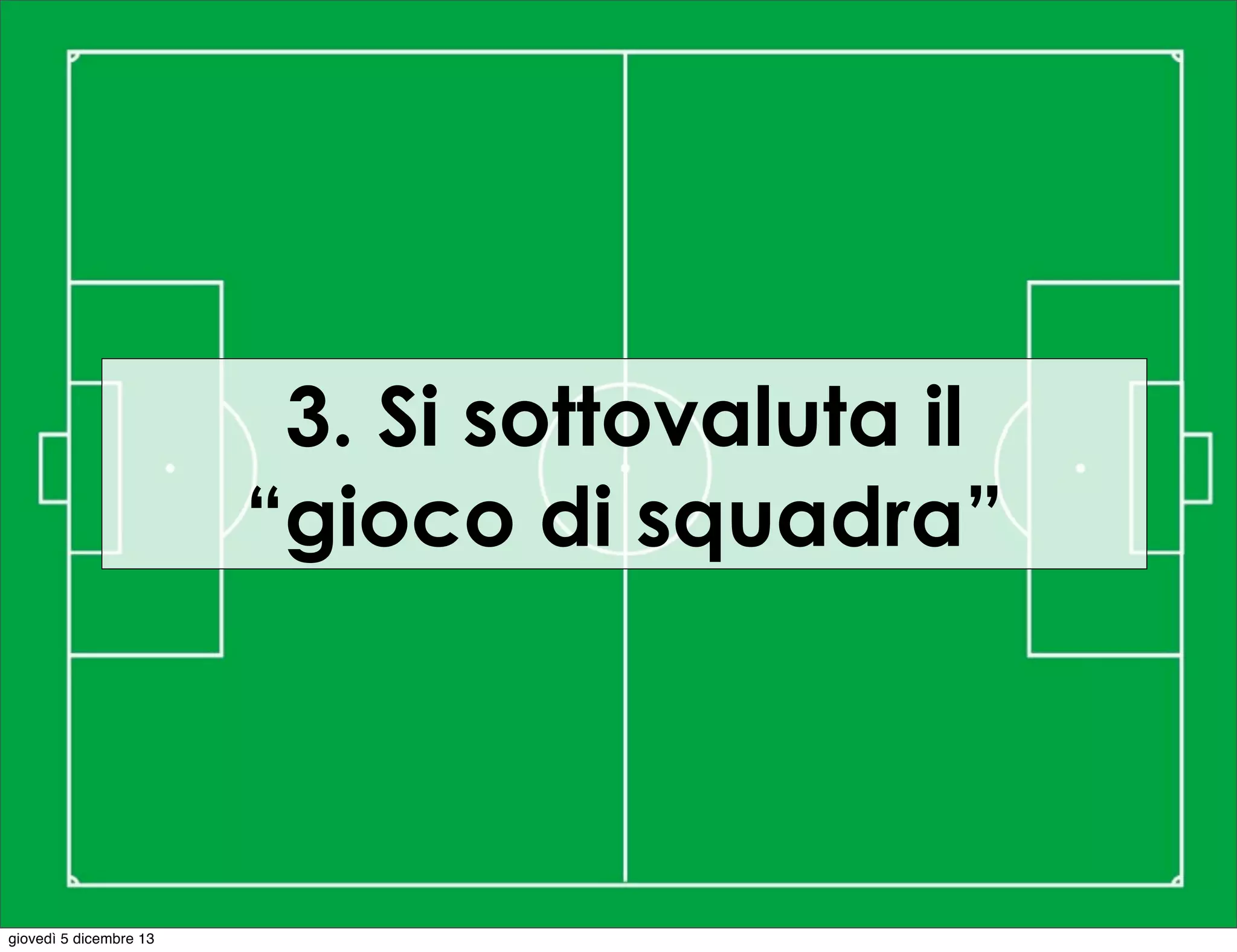 3. Si sottovaluta il
“gioco di squadra”

giovedì 5 dicembre 13

 