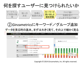 ఱ䜢᥈䛩䝴䞊䝄䞊䛻ぢ䛴䛡䜙䜜䛯䛔䛛 
䝤䝻䜾᭩䛟 
Copyright 
© 
2014 
Ginzamarkets, 
Inc. 
All 
rights 
reserved. 
䝬䞊䜿䝔䜱䞁 
䜾⫼ᬒ䛾ᩚ 
⌮ 
≺䛔䛾 
Ỵᐃ 
ᣦᶆ䛸 
⠊ᅖ䛾Ỵᐃ 
䜻䞊䝽䞊䝗 
Ὑ䛔ฟ䛧䛸 
⌧≧ᢕᥱ 
ຠᯝ䜢ぢ䛶 
䛹䛣䜎䛷䜔䜛䛛ุ᩿ 
②Ginzametrics䛻䜻䞊䝽䞊䝗䠋䜾䝹䞊䝥㏣ຍ 
䝕䞊䝍䜢ぢ䜛᫬䛾ᇶᮏ䚹䜎䛪䛿኱䛝䛟ぢ䛶䚸䛭䛾ୖ䛷⣽䛛䛟ぢ䜛 
 