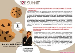 Mercredi
juillet
9h >11h30
8
Elyséeum
20 Rue Quentin-Bauchart
75008 Paris, France
www.btob-summit.com
Avec le développemen...