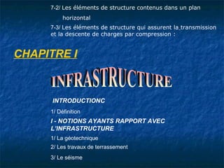 7-2/ Les éléments de structure contenus dans un plan
horizontal
7-3/ Les éléments de structure qui assurent la transmissio...