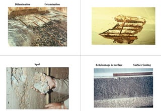 DelaminationDelaminationDélaminationDélamination
SpallSpall Surface ScalingSurface ScalingEchelonnageEchelonnage de surfacede surface
 