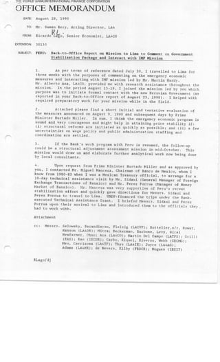 Peru - Plan Hurtado Miller ( 9 de agosto 1990) -  Analisis por Ricardo V Lago 