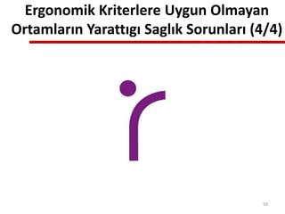 Ergonomik Kriterlere Uygun Olmayan
Ortamların Yarattıgı Saglık Sorunları (4/4)
59
 