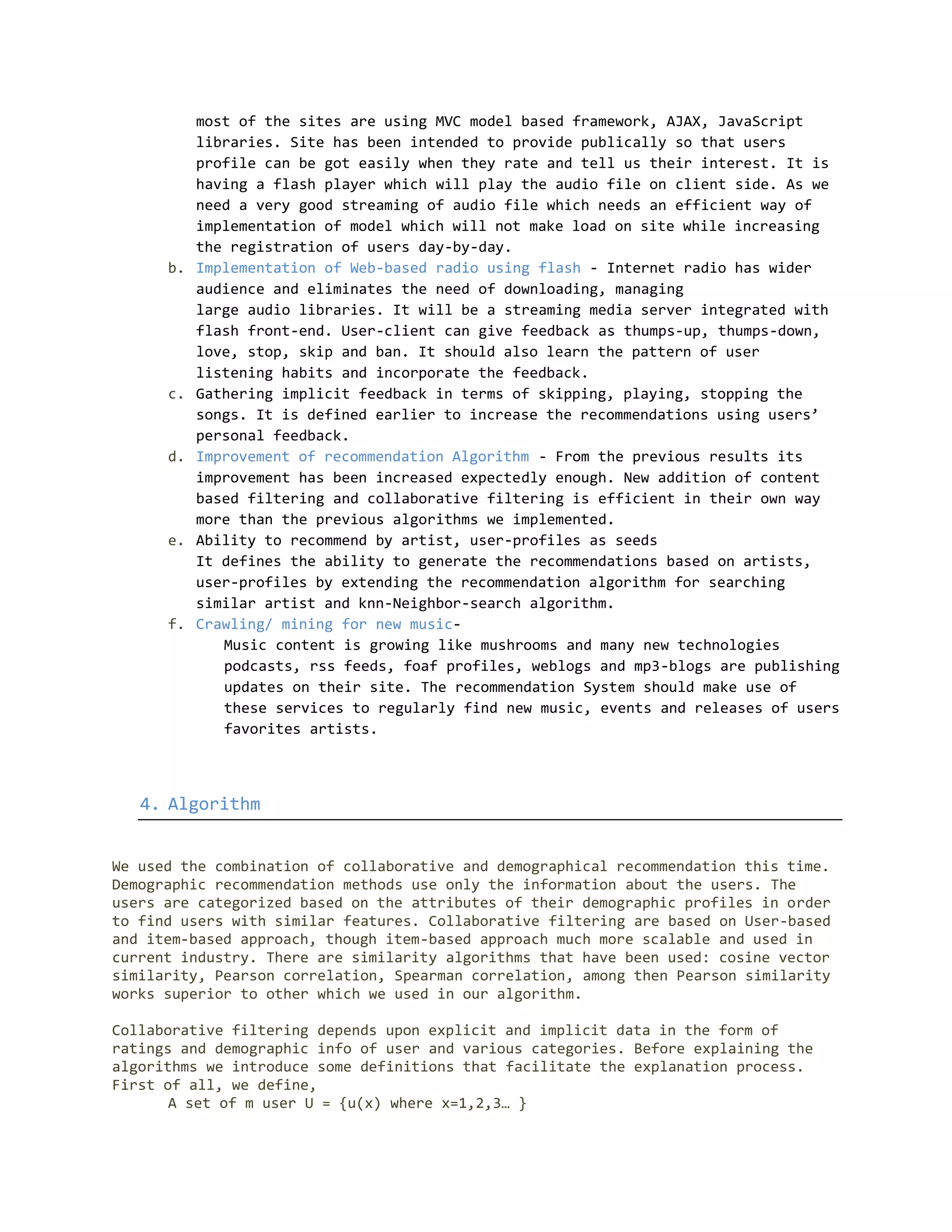 Algorithms and Technical details